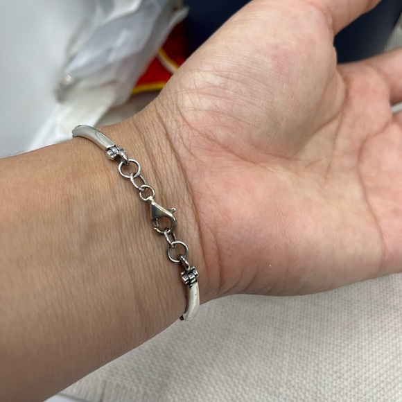 Vintage NF Sterling Silver Mother of Pearl Bracelet – 7", 17.7g, Thailand, 1990s - Picture 9 of 17